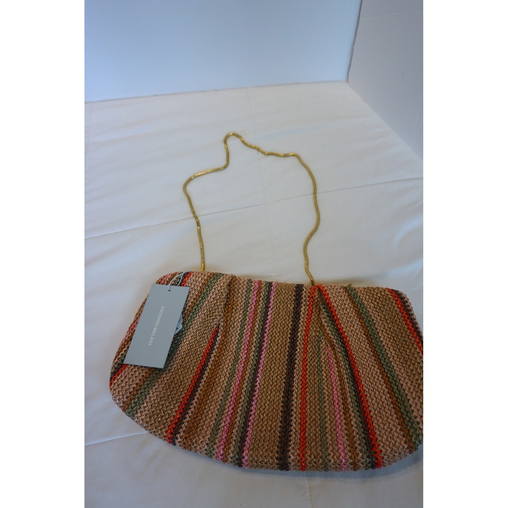 Antonio Melani Fay Straw Clutch Bag Striped Vachetta Multi Color S25AM32189 NEW - Picture 4 of 11